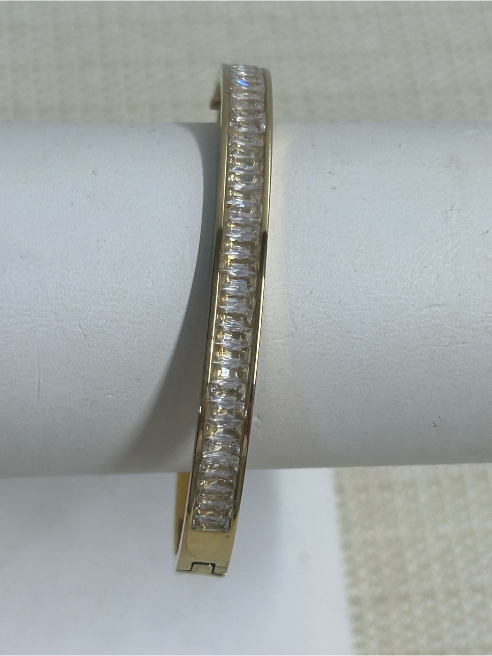 Gold Crystal-Accented Hinged Bangle Bracelet - Women's Jewelry